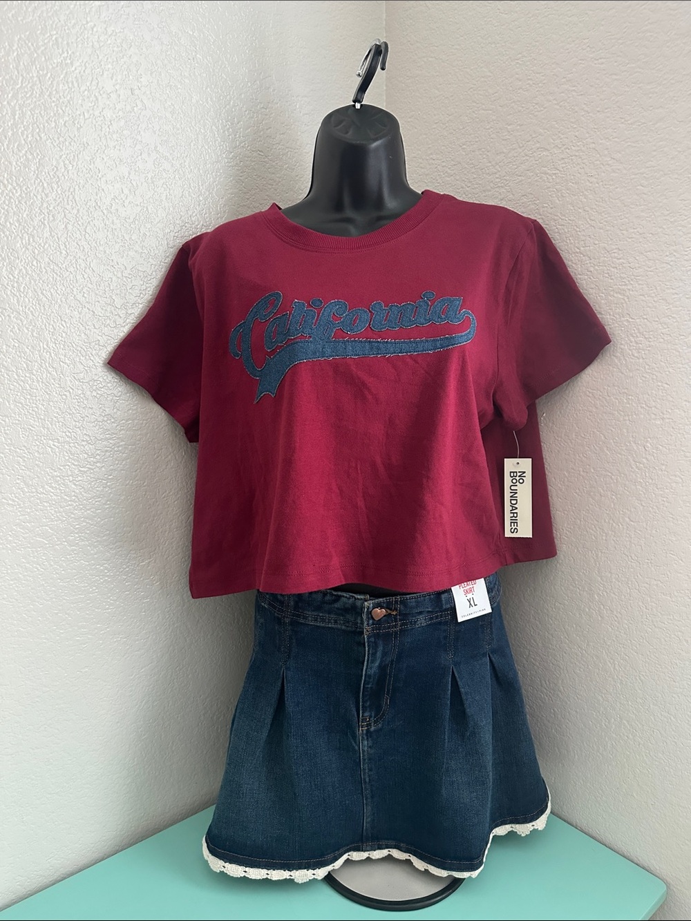 Celebrity Pink Dark Blue Denim skirt & No
Boundaries T-shirt-both XL-new+tags